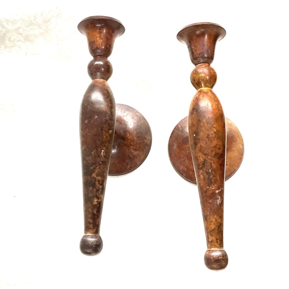 Bronze/Brass Candle Holder Wall Sconce, India 9"